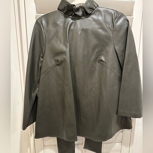 Tuckernuck faux leather olive green top. NWOT